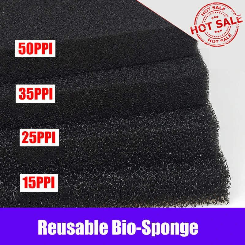 Reusable Biochemical Sponge Water Filter Fish Tank Pond Foam Bio-sponge Filter Aquarium Accessories Black aquarium filter super thick biochemical filter cotton sponge for aquarium fish tank bio cotton foam skimmer