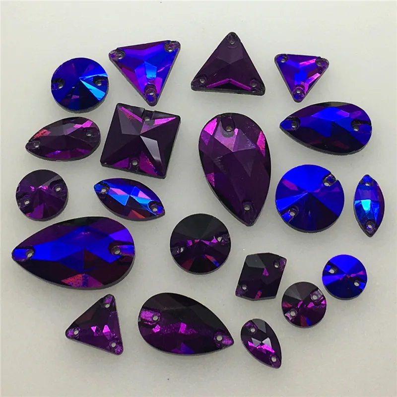 TopStone аметист красное фиолетовое стекло хрусталь пришивные камни круглые