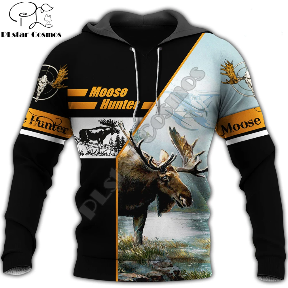 

3D Printed Moose Hunting Animal Hoodie Harajuku Autumn Sweatshirt Streetwear hoodies Unisex Casual jacket Tracksuits DW0105