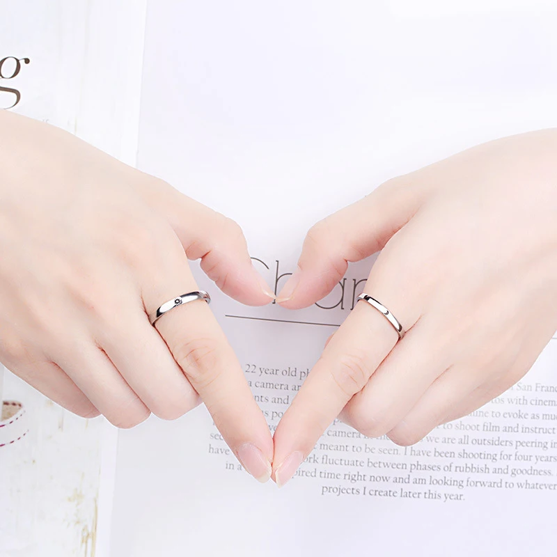 Couples Rings 2Pcs Sun Moon Open Adjustable For Women Men