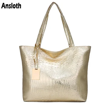 

Ansloth Crocodile Pattern Women Handbags Luxury Design PU Leather Shoulder Bag Fashion Lady Tote Bags large Capacity Bags HPS965