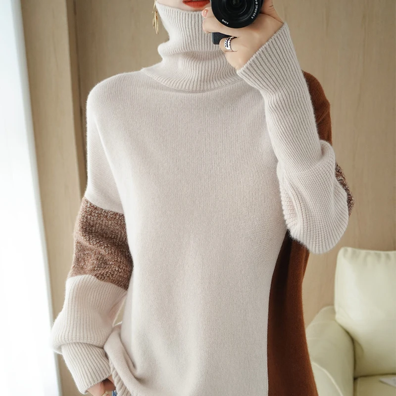 2020 New Cashmere Sweater Women's High-Neck Color