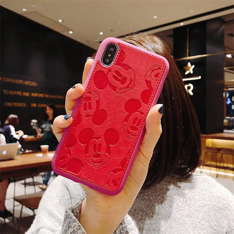 Популярный милый мягкий кожаный чехол для телефона с Минни Маус для iphone 6 plus 7 7plus 8 8plus X XS XR MAX 11 Pro розовый высококачественный чехол - Color: rose red
