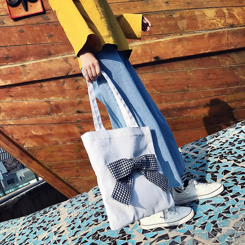 Микро для Стиль Лук одно плечо сумка для женщин большая емкость Холщовая Сумка Студенческая ткань ручной работы сумка