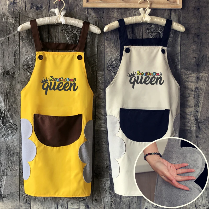 Apron women men cute antifouling waterproof aprons wipe hand Japanese style kitchen restaurant cooking oilproof apron