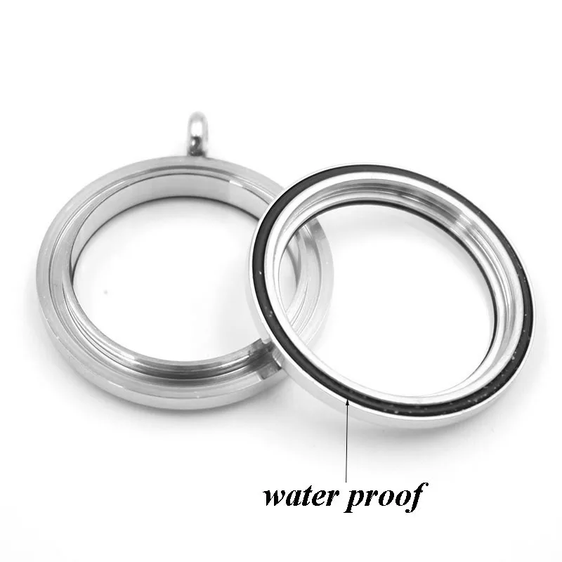 Wholesale Waterproof Floating Lockets 316l Stainless Steel Round Glass Locket Pendant 20mm 25mm 30mm 35mm 2