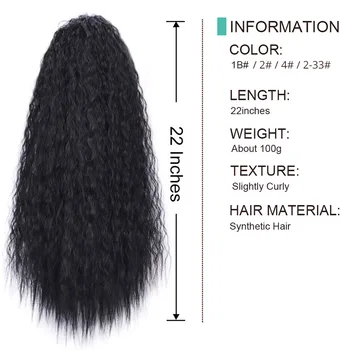 Doris Beauty Long Afro Kinky Curly Ponytail Extension 22 Inch Synthetic Drawstring Corn Hair Piece for Women Black Brown 2