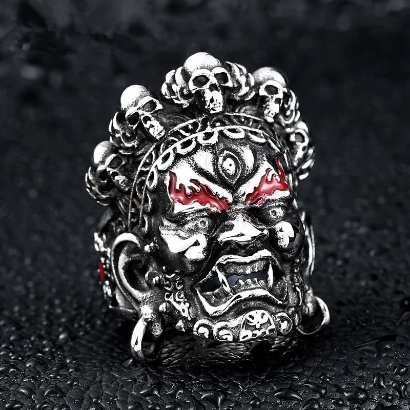 

2019 New Male Vintage Ethnic Black God Fortune Finger Rings European Exquisite Signet Rings For Men Anillos Anel Anelli Jewelry