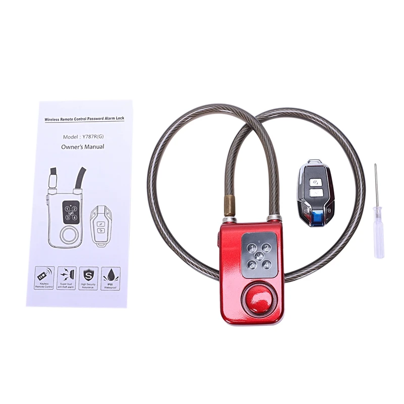 Y787R Bike Lock Anti-Theft Security Wireless Remote Control Alarm Lock 4-Digit Led