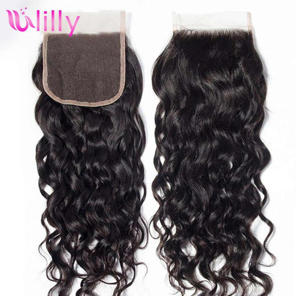 Water Wave 5X5 Human Hair Lace Closure Remy Peruvian Pre Plucked Closures With Baby 14 16 18 20 22 | Шиньоны и парики