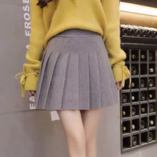 Женская плиссированная Однотонная юбка с высокой талией, а-силуэт, матросские юбки, мини-юбки для женщин