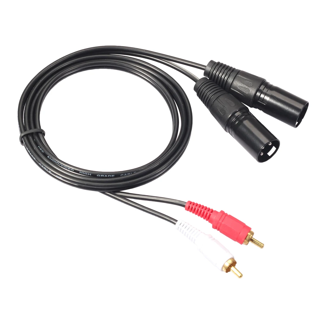2 шт. 2RCA до 2XLR кабель,(Сверхмощный) 2RCA штекер 2XLR штекер 3 Pin стерео аудио кабель-адаптер-5 футов