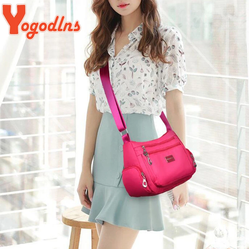Yogodlns Women Nylon Shoulder Bag Waterproof Multi-pocket Zipper Bag Ladies Travel Messenger Bag For Designer Bolsa Feminina Sac