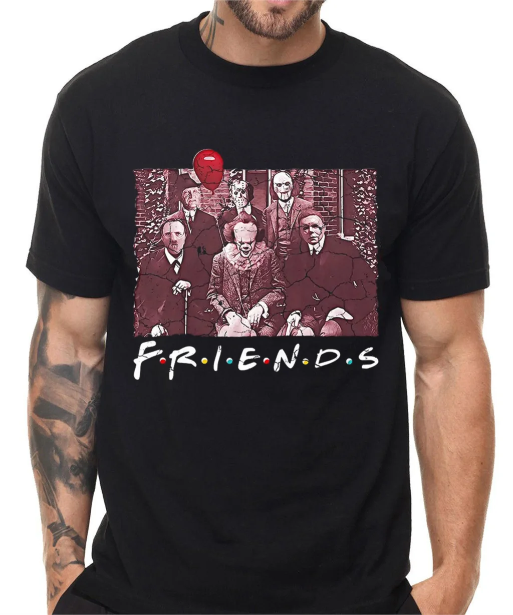 

Horror Friends Pennywise Michael Myers Jason Voorhees Halloween Men T-Shirt Cotton Short sleeve T Shirt Top Camiseta masculina