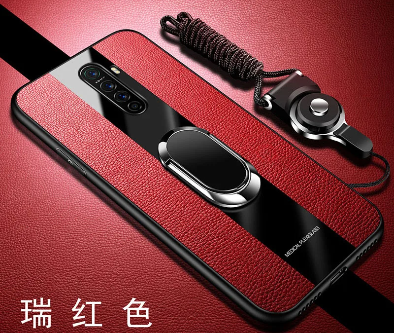Чехол для OPPO realme X2 Pro, роскошный мягкий силиконовый чехол из оргстекла с кольцом и магнитной подставкой для realme x2pro realme x2 pro - Цвет: red