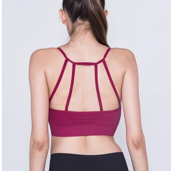 

CHRLEISURE Seamless Sports Bra Breathable Women Running Vest Workout Top Gym Tank Top