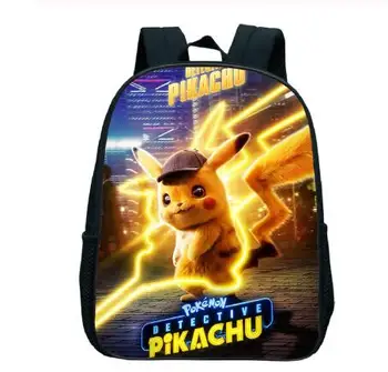 

Hot Kids 12inch Pokemon Detective Pikachu Backpack Children Cartoon Bookbag Kindergarten Mochila Toys Gifts School Bags