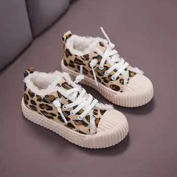 

Children's Warm Shoes Autumn Winter Children Shoes Boys Fur Sneakers Girls Boy Leopard Sports Shoes Size 22-33