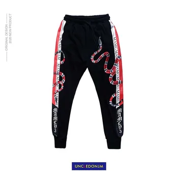

UNCLEDONJM 2020 New Men Sweatpants Snake Print Retro Style Mens Sweatpants Street Wear Men Casual Joggers Pants 8501