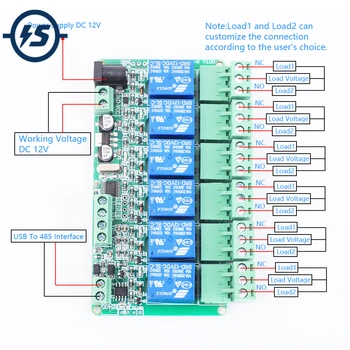 

RS485 Modbus-RTU 12V 6Bit Relay Module 6-Channel Switch Controller for Arduino