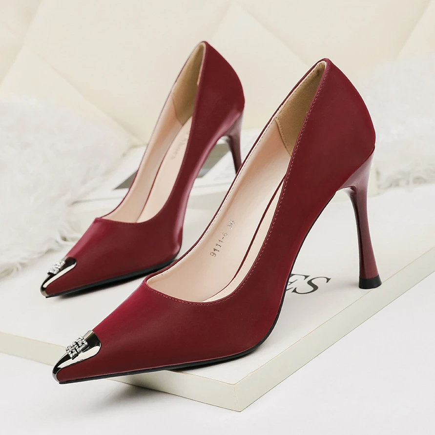 wine color high heels