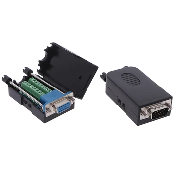 

D-SUB DB15 VGA Male 3 Rows 15 Pin Plug Breakout Terminals Connector
