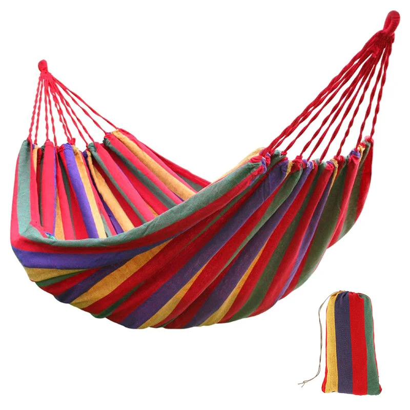 Outdoor Portable Hammock Canvas Colorful Striped Hammocks Ultralight Travel Camping Hammock with Backpack Leisure Furniture Outdoor Portable Hammock Canvas Colorful Striped Hammocks Ultralight Travel Camping Hammock with Backpack Leisure Furniture