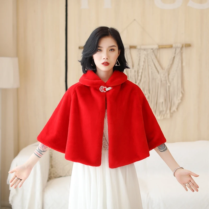 2019 New 100% Real Pictures Ivory Party Evening Jacket Wrap Faux Fur Wedding Cape Winter Women Bolero Wrap Winter Shawl In Stock