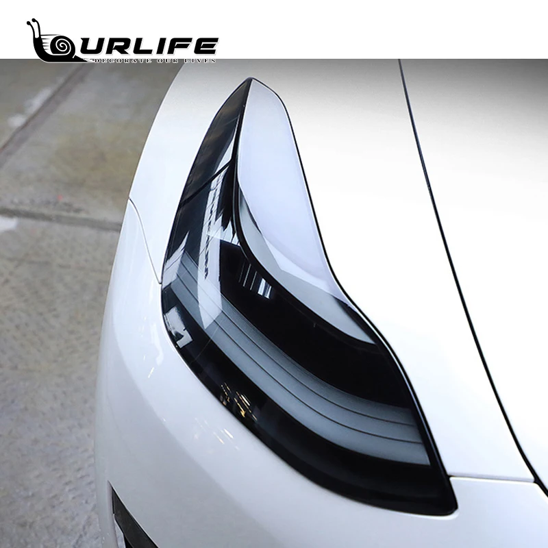 Front Headlamp Car Styling Sticker For Tesla Model 3 Headlamps TPU Smoked  Black Headlights Protector Film accessories supplies