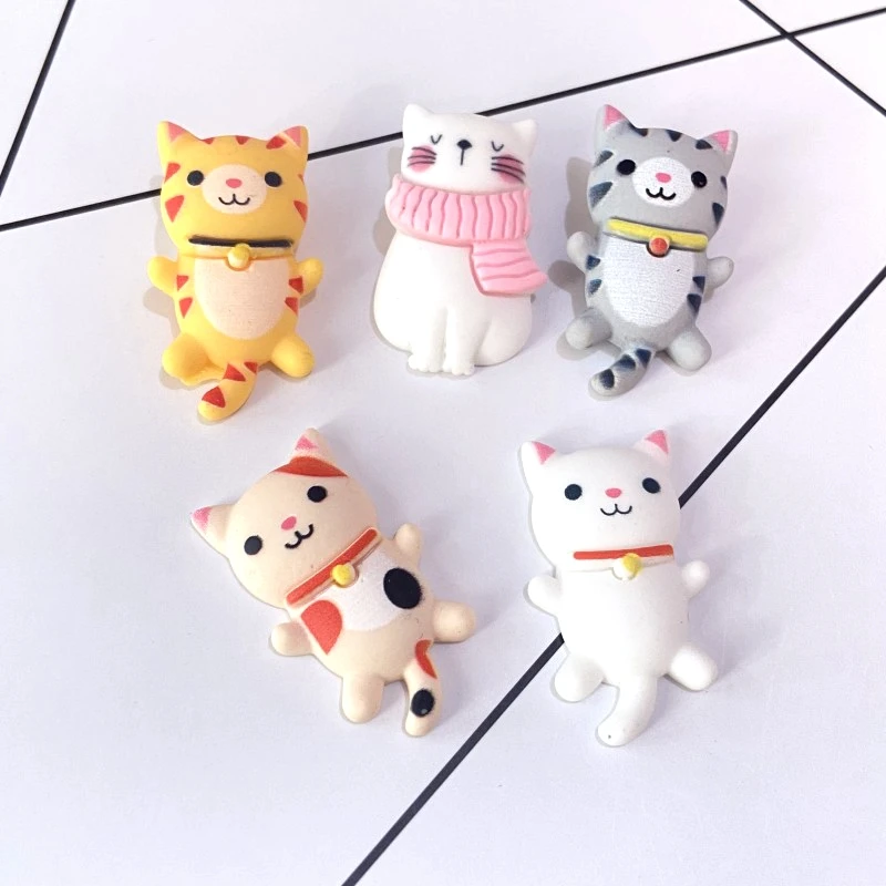 

10Pcs Cute Cat Resin Figurines Miniatures Planar Animal Scrapbooking Home Decoration DIY Phone Shell Crafts Supplies