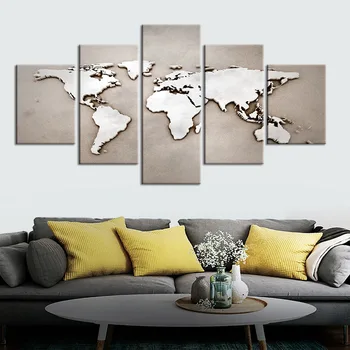 

canvas painting picture Abstract world map poster living room wall decoration painting prints wall art