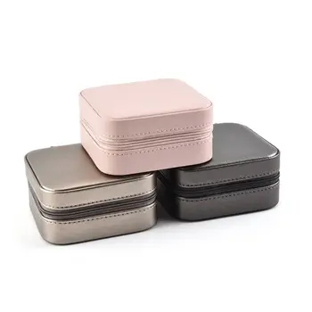 

Portable Travel Jewellery Case Necklace Earrings Rings Bracelet Storage Container Faux PU Zipper Box Jewelry Organizer