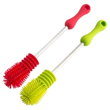 

2 Pcs Creative Multifunctional Silicone Bottle Brush Cleaner Unique Design Baby Bottle Scrubbing Cleaning Tool Baby Bottle Brush