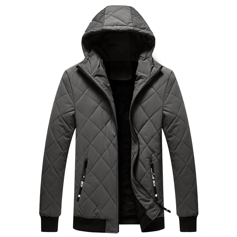 Брендовая мужская куртка, Новое поступление, повседневное хлопковое пальто с капюшоном, Мужская теплая зимняя Толстая ветровка, верхняя одежда, Мужское пальто, однотонная куртка, одежда - Цвет: gray