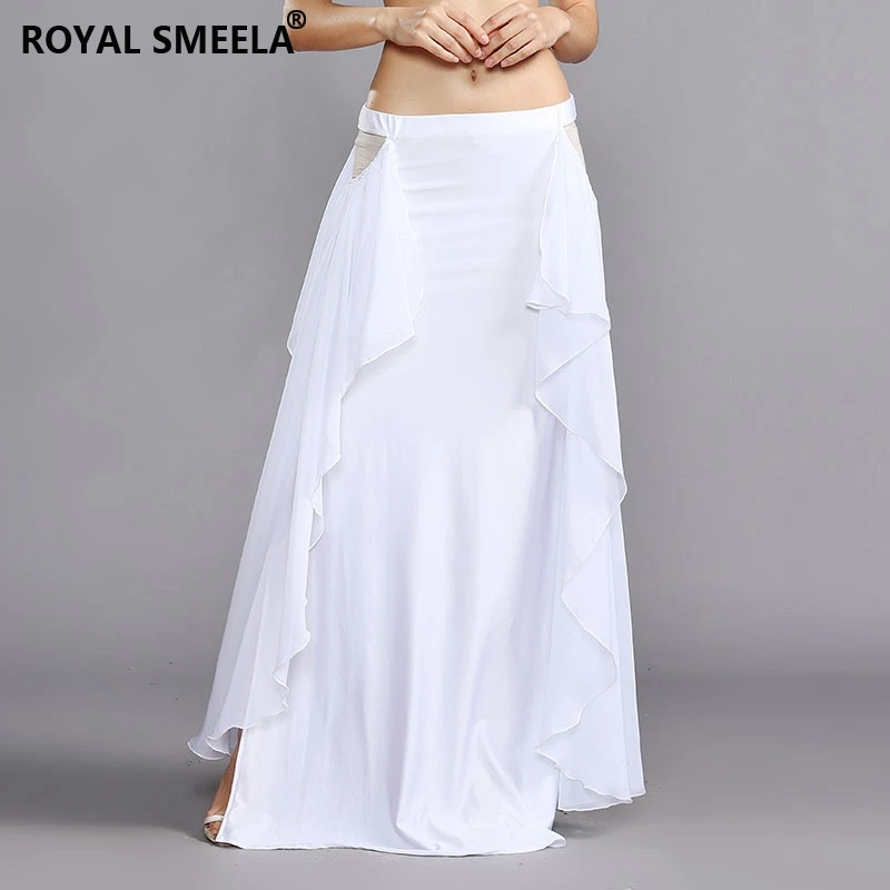 Королевский SMEELA Новое поступление женский спандекс юбка для танца живота длинная для танца живота синий и белый 119075