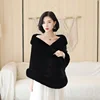 Black Faux fur Women Bridal Wedding Party Shawl Shrug Jacket Cape Stole ► Photo 2/6