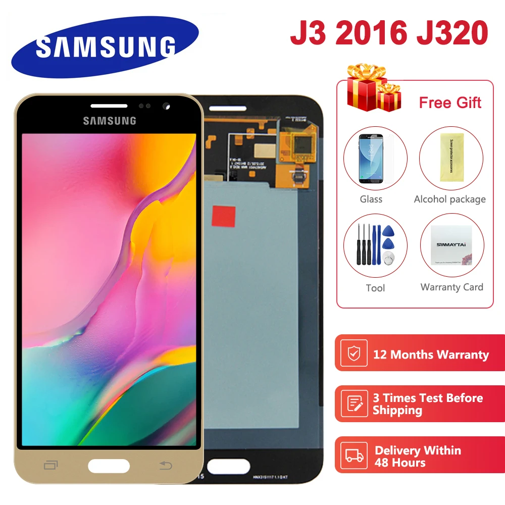 ЖК дисплей AMOLED 5 0 дюйма для Samsung Galaxy J3 2016 J320 j320f J320H J320M J320FN с сенсорным экраном и