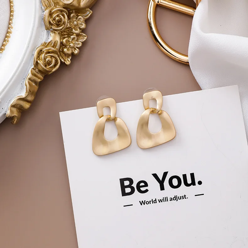Корея горячая Распродажа модные ювелирные изделия простые золотые металлические серьги геометрический дизайн серьги для женщин подарок - Окраска металла: Посеребренный