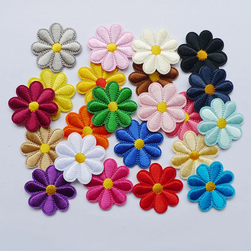 10PCS Embroidery Daisy Sunflower Flowers Sew Iron On Patches Badges Daisy  For Dresses Bag Hat Jeans Clothes Applique DIY Crafts