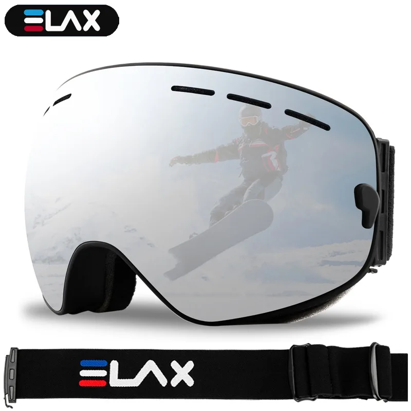 Snowmobile Goggles Glasses ELAX Eyewears Skiing Double-Layers Sport Winter Anti-Fog Mens