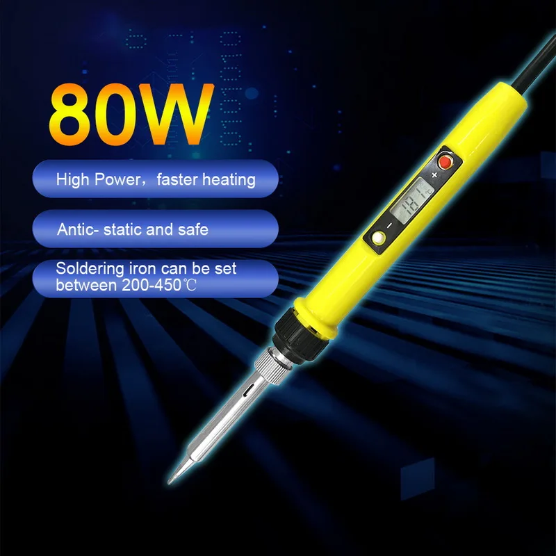 

Electric Soldering Iron 80W Adjustable Temperature Welding Iron with LCD Display Soldering Iron Accessories EU Standard 1Pcs
