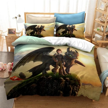 

Hot Movie How To Train Your Dragon Pattern Bedding Set 3d Cartoon Boys Girls Duvet Cover Sets Twin Queen King Super King Size