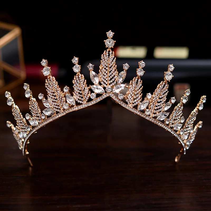 

Korean Luxury bridal crown Bride Gold wedding hair accessories