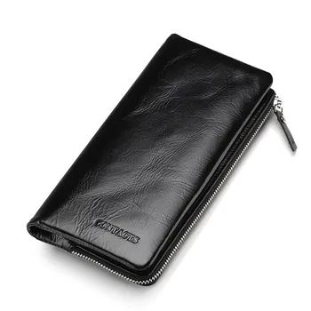 

Soft Leather Men's Wallet Casual Card Holder Long Wallets Clutch Leather Zipper Coin Purses Vintage