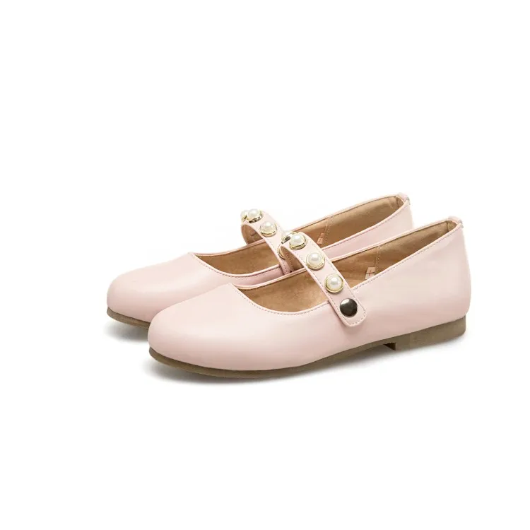 Big Size 11 12 ladies high heels women shoes woman pumps Round Pearl Shoes with Shallow Mouth