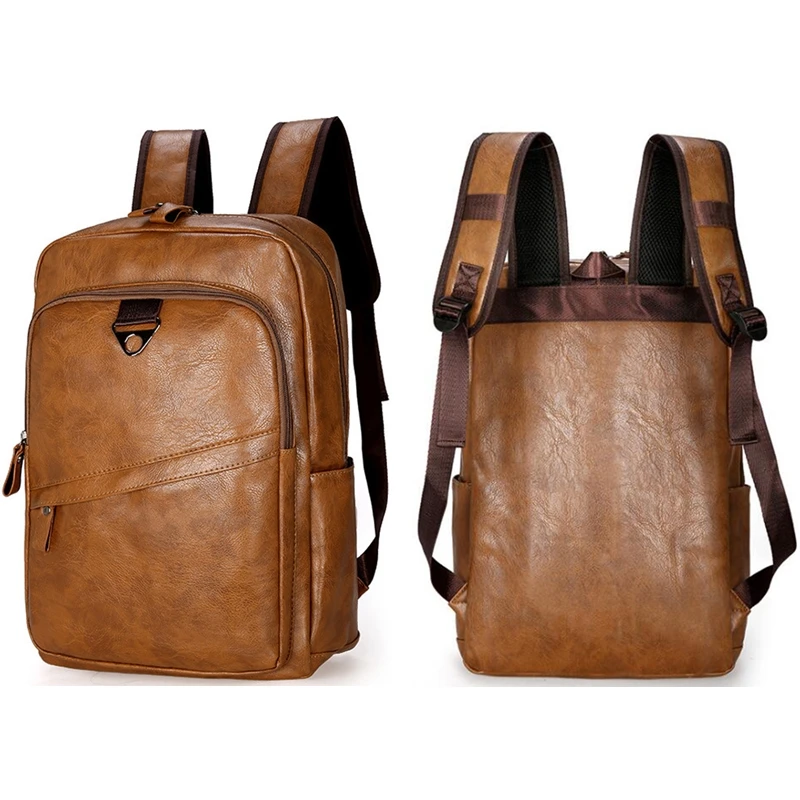 Men Backpack Vintage Waterproof Leather Brown Travel Bag Man Large Capacity Teenager Backpacks Male Mochila Computer Laptop bag