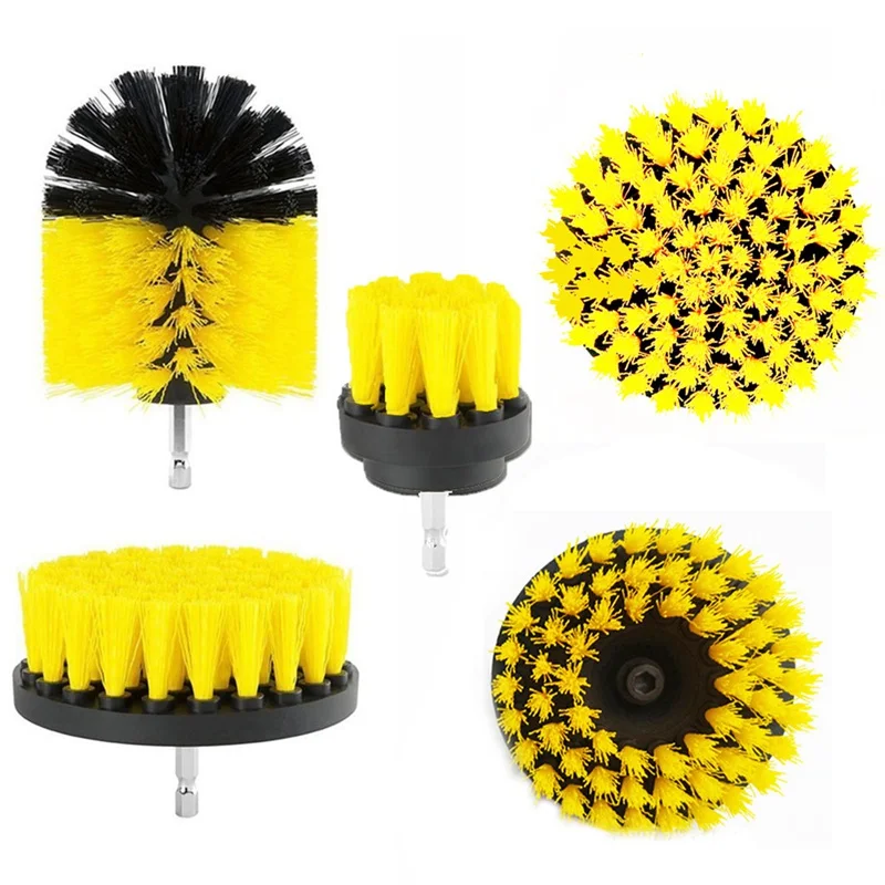 5pcs yellow Электрическая щетка-щетка для сверления Чистящая Щетка для поверхности ванной комнаты Ванна плитка для ванной Решетка Беспроводная мощность сверло Набор для очистки - Цвет: 5pcs yellow