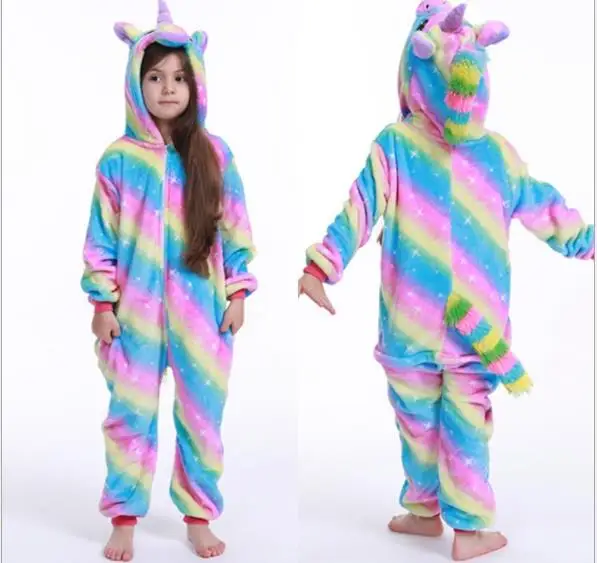 Пижамы для мальчиков и девочек; зимние детские пижамы с коровой; Пижама кигуруми с рисунком льва; Детская Пижама с капюшоном; одежда для сна для малышей; комбинезон - Цвет: color at picture