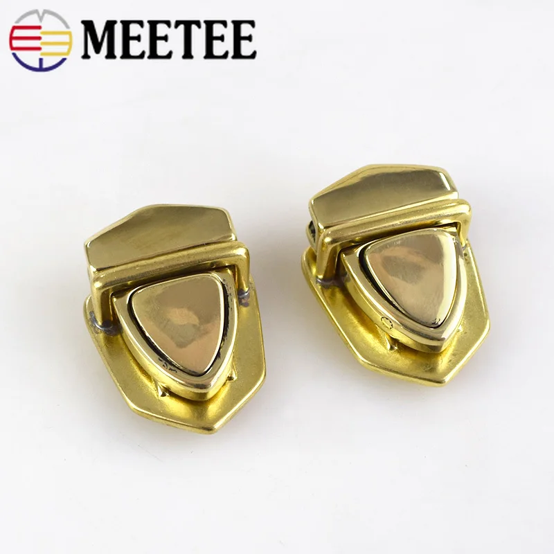 Meetee 34x25mm Brass Tongue Lock Clasp Turn Twist Switch Buckle for Bag Luggage Hardware DIY Leather Craft Accessories AP651 | Дом и сад