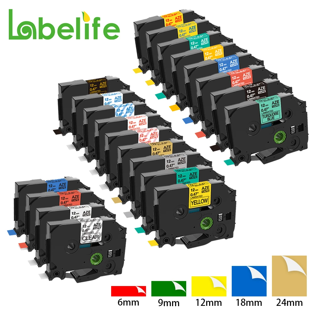 31 Colors TZe-231 TZe-131 TZe231 Label Tape 12mm Compatible for Brother  Printer TZe-631 Laminated Ribbon PT-H110 Label Maker